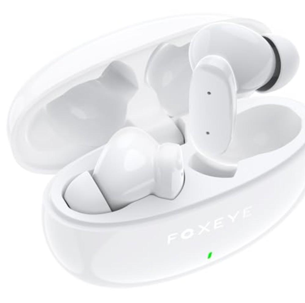 Pack of 2, Foxeye Wireless Earbuds, Bluetooth 5.3 Earbuds Stereo Bass, Bluetooth Headphones in Ear Noise Cancelling Mic, 30 Hour Playtime, USB C Mini Charging Case Ear Buds, 10mm Drivers with Big Bass (White)