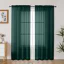 Gwine Hunter Green Sheer Curtains 72 Inches Long 2 Panels Set for Front Door, Light Filtering Sheer Curtains for Living Room, Rod Pocket Window Treatments Drapes, Each 42" Wx72 L