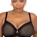 Sheer Mesh Full Coverage Unlined Underwire Bra, 42DDD