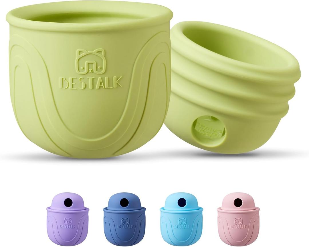 Interactive Dog Toy, 2-in-1 Long-Lasting Treat Dispenser Dog Puzzle Feeder Toys, Stuffable Enrichment Freeze Lick Bowl for Boredom, Reduces Anxiety Silicone Fetch Catch Chew Toy (Green)