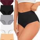 UNDER THE SEA Cotton Underwear for Women High Waisted Full Coverage Soft Briefs Plus Size Women's Panties XS-XXXL 5 Pack (XL)