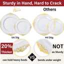 Hioasis 350pcs White and Gold Plates - White Party Plates for 50 Guest, Include 100 Heavy-duty Plates(20% Thicker Than Standard), 150 Cutlery Set, 50 Napkin, 50 Cups