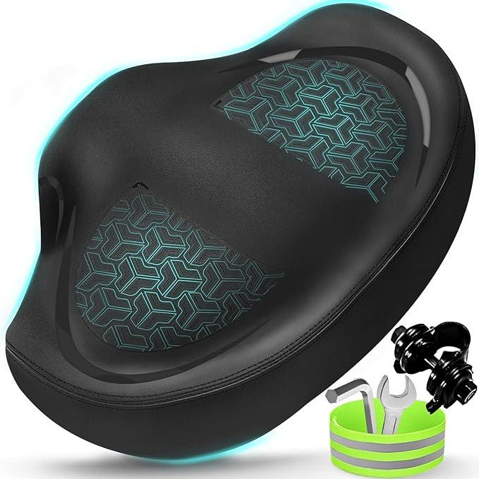 Noseless Bike Seat Cushion for Men & Women - Extra Padding & Comfort Wide Bicycle Seat, Oversized Comfortable Saddle for Peloton Bikes, Exercise Bikes, Electric Bikes, Cruiser Bikes - Black 13"L x 9"W x 4.8"H