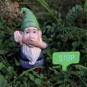 Funny Stop Garden Gnome - 6.2 Inch Resin Statue with Stop Sign, Humorous Outdoor Decor for Yard, Garden, Patio, Dog Poop Area & Trash Can Guardian