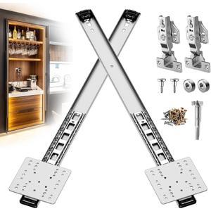 Pocket Door Slides – Hidden Sliding Hardware, Soft Close (Silver,24in,2PC)
