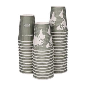 ECO PRODUCTS Compostable Disposable Insulated World Art 12oz Coffee Cups, Pack of 40, Renewable Double-wall Hot Paper Cup, Plant Based PLA Lining, No Sleeves Needed, Color Coded