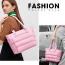 Tote Bag for Women, Puffy Tote Bag with Zipper, Large Quilted Shoulder Bag Handbag with Compartments