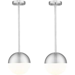 LMS 2 Pack Modern Pendant Lights, Mid Century Brushed Nickel Kitchen Lighting with White Globe Glass Shade, Adjustable Hanging Light Fixtures Ceiling Light for Home Office Dining Room, LMS-186BN2PK