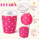 Mimorou 100 Set Polka Dot Disposable Coffee Cups with Lids and Sleeves 8 oz Colorful Paper Cup Drinkware for Spring Easter Party Baby Shower Supplies Hot Beverage Bar Decoration