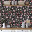 Abyssaly Peel and Stick Wallpaper Vintage Wallpaper Floral Contact Paper for Bedroom Shelf Liner Decor (Dark Green A, 17.7" x 118")