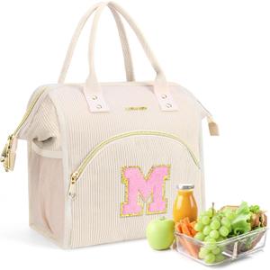 Initial Lunch Bag for Adult Women (Beige)