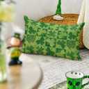 AVOIN colorlife St Patricks Day Clover Polka Dot Green Throw Pillow Cover, 12 x 20 Inch Check Shamrock Cushion Case Decoration for Sofa Couch