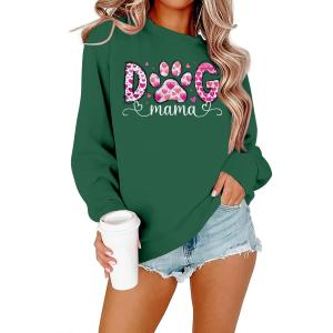 ALLTB Dog Mom Sweatshirt Women Dog Mama Graphic Shirt Cute Paw Shirts Puppy Lover Pullover Casual Long Sleeve Tee Tops