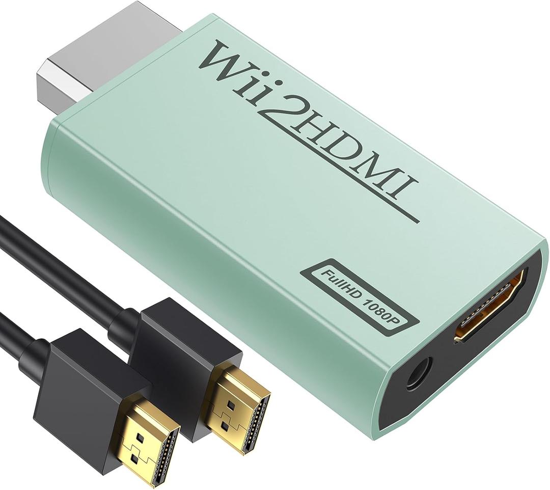 GANA Wii to HDMI Converter Adapter with Hdmi Cable Connect Wii Console to HDMI Display in 1080p Output Video with 3.5mm Audio Supports All Wii Display Modes Turquoise