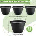 RooTrimmer 25 Pack 10 Inch Plant Pots with Drainage Holes,Black Plastic Flower Pots for Indoor & Outdoor Plants,Durable Lightweight Planters for Flowers,Herbs & Gardening