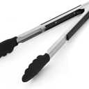 KitchenAid Silicone Tipped Side Locking Tongs, Black, 12 Inch