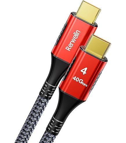 240W for Thunderbolt 4 Cable 3.3FT, 4FT 5FT 6.6FT 10FT 15FT, 40Gbps USB 4 Cable, 8K@60Hz, 4K@144Hz USB C Display Cable for iPhone 17, Mac mini M4, Docking, eGPU, SSD, Surface Pro, MacBook Pro