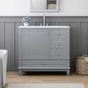 Bathroom Vanity with Ceramic Sink 30 inch, Multi-Functional Storage Cabinet with Drawers and Door Shelf, Solid Wood Frame, Soft-Closing Door, 