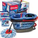 O-Cedar RinseClean Spin Mop & Bucket System + 2 Extra Mop Heads | Clean with Water | Removes 99% of Bacteria