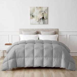 puredown® Grey Goose Feather Comforter King Size, All Season Duvet Insert, Gusseted UltraSoft Noiseless Shell Medium WarmthBedding Comforters 104×90 Inch