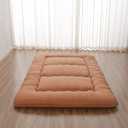 Zelladorra Japanese Floor Mattress, Futon Mattress with Portable Storage Bag and Washable Cover, Roll Up Thick Tatami Mat Suitable for Camping, Guest Room, Light Coffee, Full