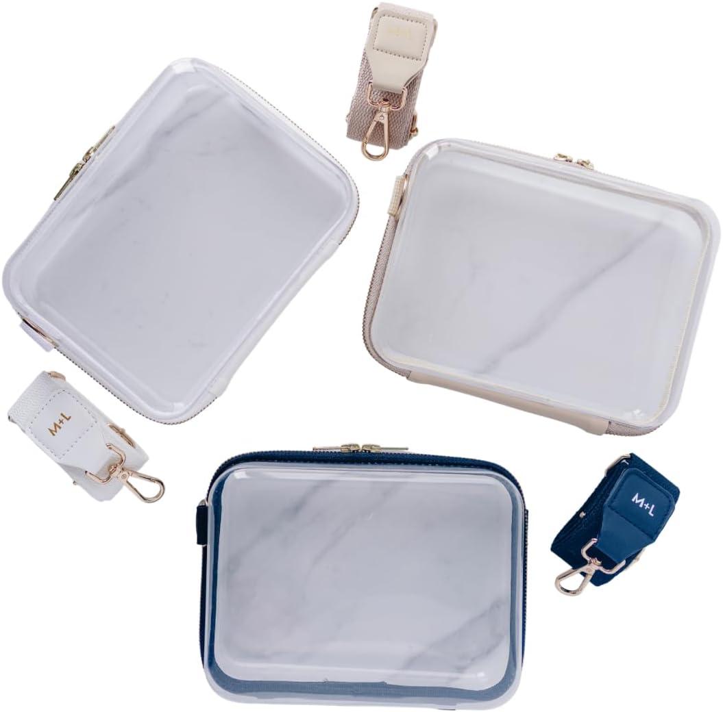 MAPLE + LARK M + L Clear Stadium Clutch, PVC Transparent Purse, 8x6x3 inches, Event Approved Crossbody Bag