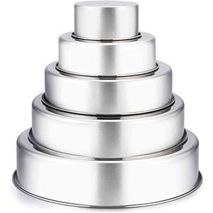 TeamFar Cake Pan, 4’’ - 6’’ - 8’’ - 9½’’ - 11’’, Stainless Steel Round Baking Tier Cake Pans Set, Healthy & Heavy Duty, Mirror Finish & Dishwasher Safe - Set of 5