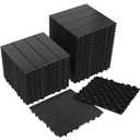 Neoaider 36PCS Plastic Interlocking Decking Tiles 12" x 12", 36 sq. ft Waterproof Outdoor Flooring All-Weather, Patio Floor Decking Tile for Garden Porch Poolside Balcony Backyard, Dark Grey