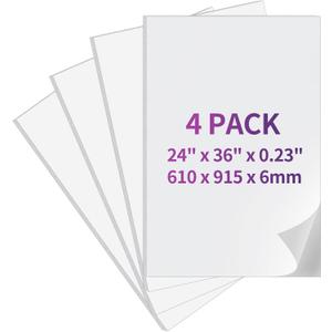 4Pack 24"x36" Self Adhesive Poster Board, 0.23 Inch Thick Foam Core Board with Self-Adhesive, Free Mounting Poster Boards, Large White Display Boards for Crafts, Art, Display