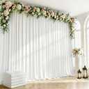 White Backdrop Curtain - 10FTx10FT White Drapes for Backdrop Parties Soft Polyester Photo Back Drop Wedding Decorations Photoground Back Drop Stain-Resistant for Back Drop Stand, 2Panels