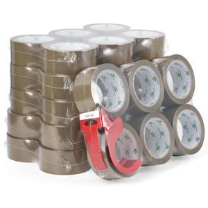 BOMEI PACK 36Rolls Brown Packing Tape with Dispenser, Brown Tape Refill Rolls for Packaging, Shipping and Moving, 2.6Mil 1.88 Inch x 60 Yard