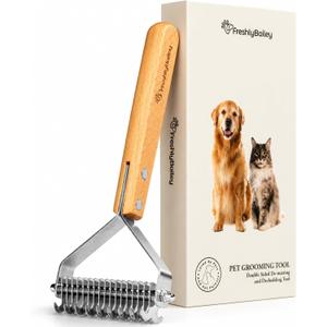 Freshly Bailey Dematting Comb for Cats and Dogs, Mat Remover and Deshedding Grooming Tool, Safe Detangler for Matted Fur, Double Sided Undercoat Rake