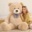 5ft Giant Teddy Bear Large Stuffed Bear for Kids, 59 inch Plush Bear Stuffed Animal Lifesize Bear for Baby Shower Decoration Christmas Valentine's Day for Girlfriend, Cream