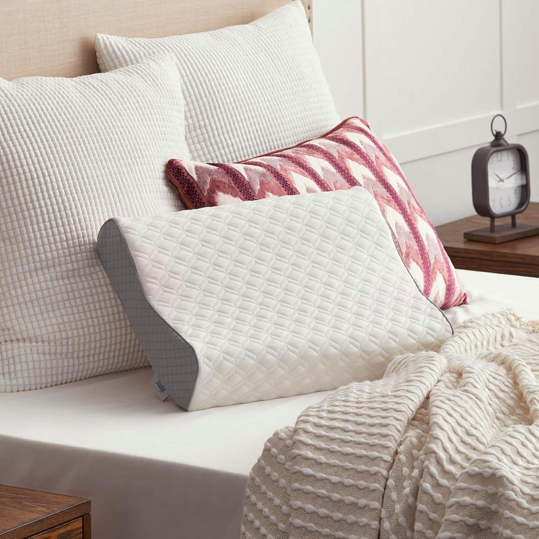 Sealy Memory Foam Contour Pillow, Standard, White 