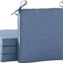 Indoor/Outdoor Chair Pads in Sunbrella Fabric – 17''x17'' Patio Seat Cushions with Foam Insert, Removable Reversible Cover & Ties for Patio Dining Chairs – Set of 2 or 4, Spectrum Denim, 4 Pack