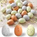 Beeveer 60 Pcs Pastel Easter Speckled Eggs 2.4 in Plastic Speckled Eggs with Pulp Cartons Vase Filler Bowl Basket for DIY Spring Easter Rustic Decor DIY Game Kitchen Craft Adornment(Classic Colors)