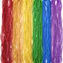 50PCS Pride Stuff, Gay Pride Beads Accessories, 6 Kinds of Metallic Rainbow Beads Necklace Bulk, LGBTQ Pride Necklace for Women Men, Costumes Decor for Pride Month Parade Throws Party Favors