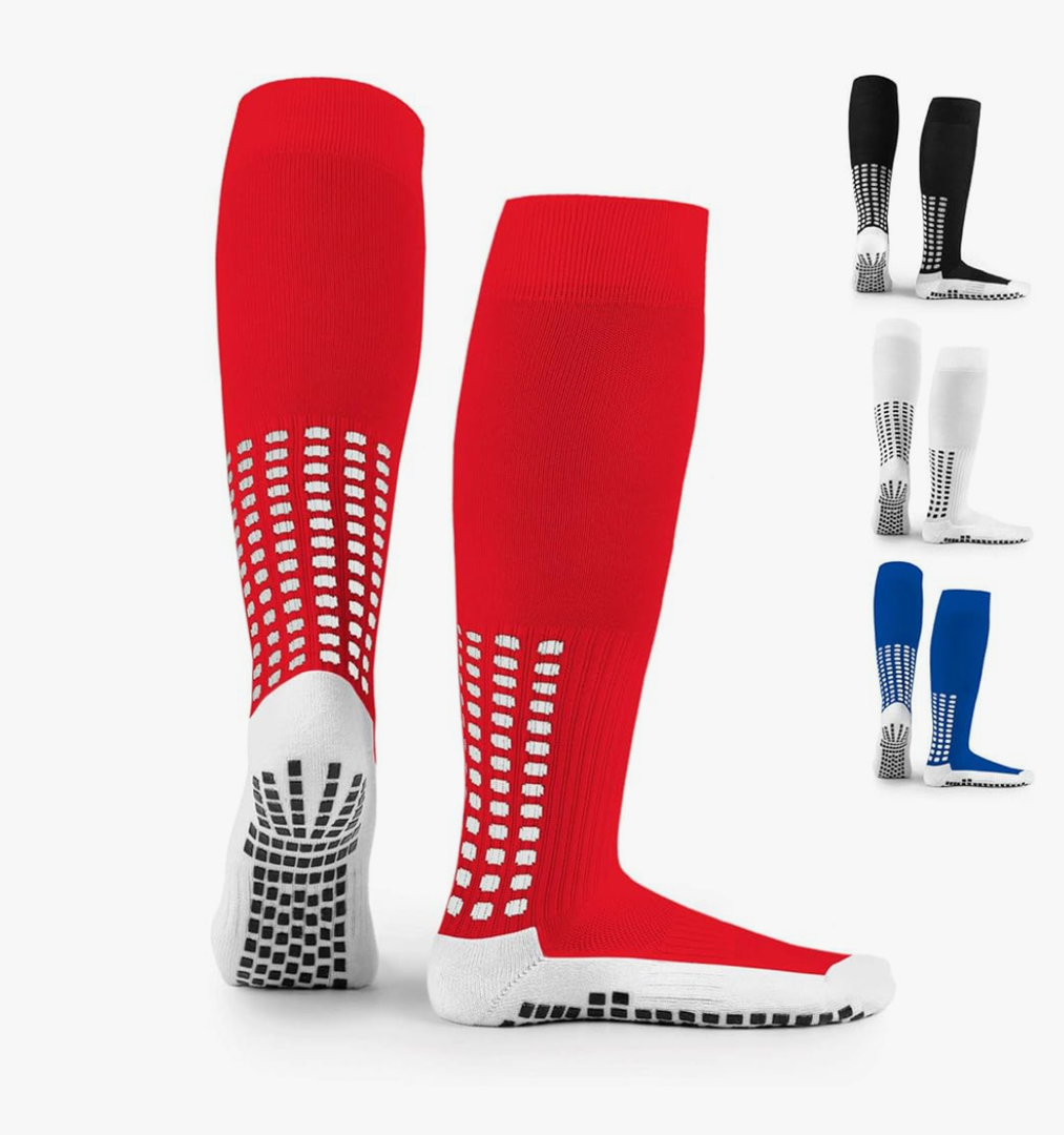 LUX Anti Slip Soccer Knee Socks,Non Slip Football/Basketball/Hockey Sports Grip Socks, One Size