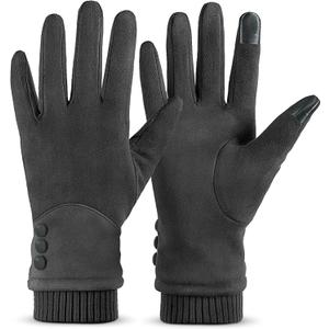 Women's Winter Warm Gloves With Touch Screen Texting Fingers, Windproof, Fleece Lined, Thick Warm Gloves (Medium, Grey)