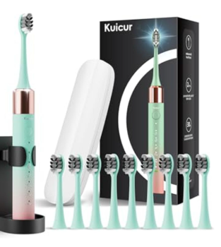 Kuicur 2 Pack Electic Toothbrush - Blackwhite and PinkGreen