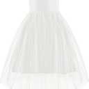 Arshiner Girls Dresses Formal Party Wedding Tulle Sleeveless Contrast Mesh High Low Dress with Belt (16, White)