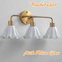 3 Light Gold Brass Bathroom Light Fixture,Brush Gold Vanity Lighting Over Mirror,Cute Milk White Glass Flower Lampshade,E26 Socket(Bulbs Not Included)