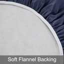Round Fitted Tablecloth with Elastic Edge, Flannel Backed Vinyl Tablecloths, Wipeable Waterproof Plastic Table Cloth Fits 27" - 32" Round Table for Dining, Camping, Indoor and Outdoor, Dark Blue