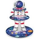 Zopeal Space Astronaut Cupcake Stand Space Themed Birthday Party Decorations 3 Tier Planet Cupcake Holder Cake Stand Decorations Galaxy Spaceman Dessert Tower for Space Shower Party Supplies