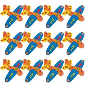 Fun Express Foam Airplanes for Kids 12 Pack - DIY Glider Plane Craft Kit with 229 Stickers | Airplane Party Favors for Birthday Activities | Flying Toy Airplanes Ages 3+