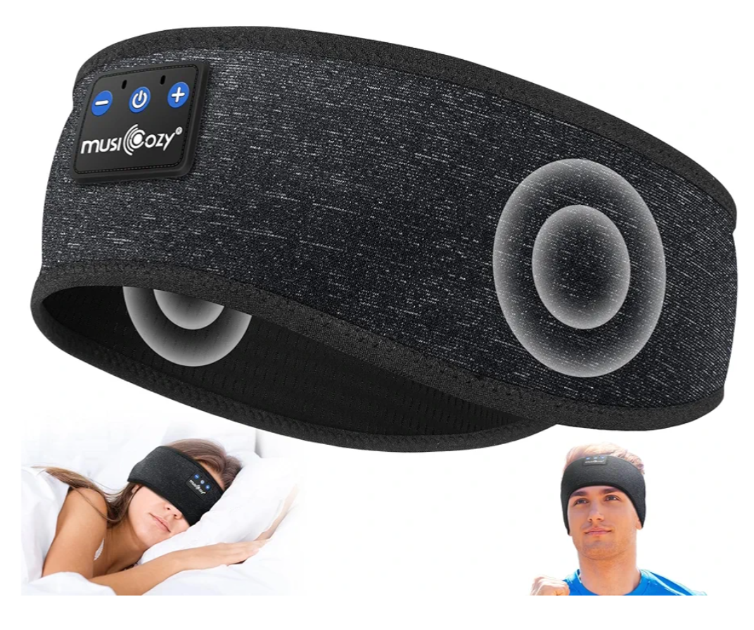 MUSICOZY Sleep Headphones Bluetooth 5.4 Headband, Wireless Earphones Music Sleep Earbuds Sleeping Eye Mask with HD Stereo Speakers for Workout Running Travel Yoga, Ideal Gifts for Men Women Mom Dad