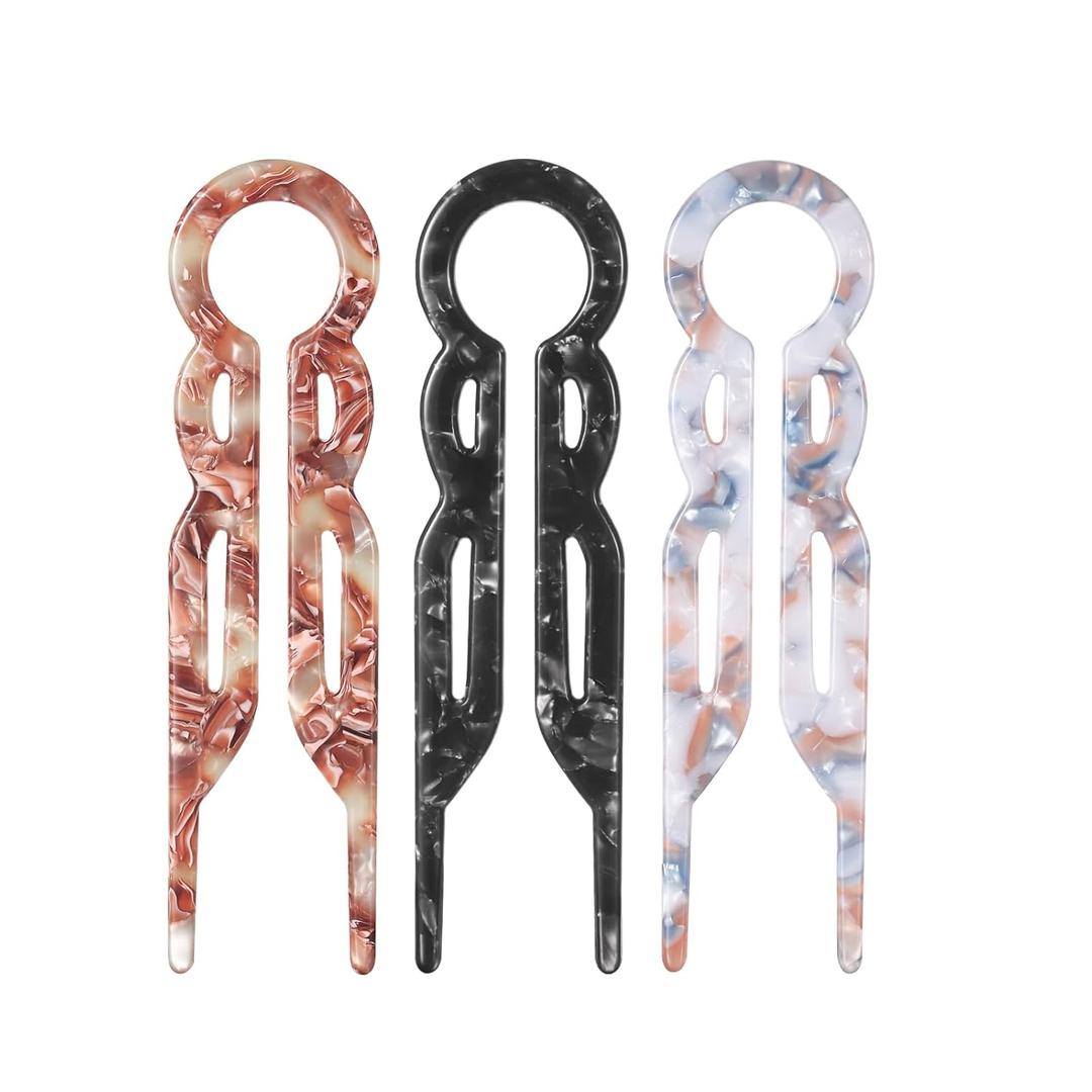 3 x Lialys Hair Pin, 3pcs Long French Elegant Hairpins For Women, Suitable For Medium To Long Hair