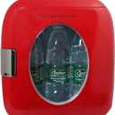 Frigidaire Retro Mini Personal Fridge Cooler, Holds 9L or 12 Cans, Portable for Car, Office, Bedroom, Dorm Room, or Cabin, Features Plugs for Home Outlet & 12V Car Charger - 10"D x 7"W x 10.5"H, Red, standard