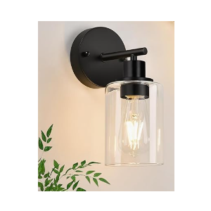 Zarbitta Set of 1 Wall Sconces for Bathroom,Black Modern Vanity Lights with Clear Glass Shade,Bathroom Wall Lamp for Mirror Kitchen Living Room Hallway Cabinet Porch