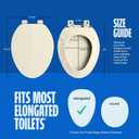 HIGHCRAFT Premium Elongated Toilet Seat with Adjustable Hinges - Molded Plastic Toilet Seat - Fits Standard Elongated Toilets - Oval Seat in Bone/Beige